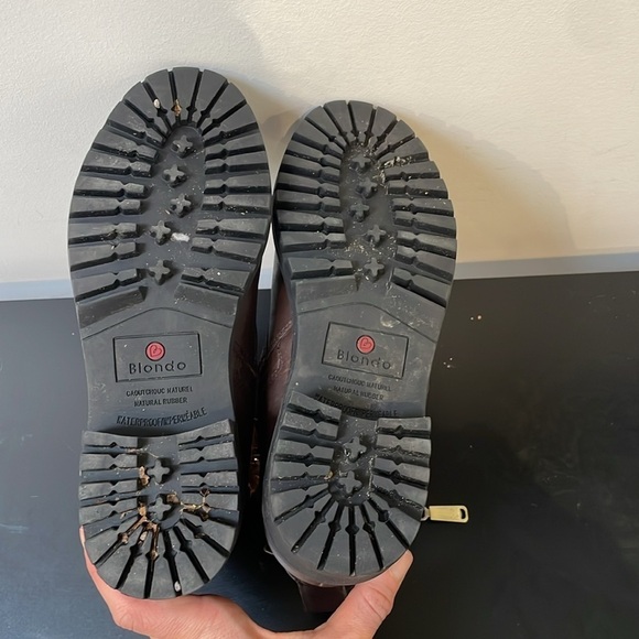 Blondo Women's Mady Combat Boot 6 waterproof laces doubble zipper brown leather - Picture 12 of 14